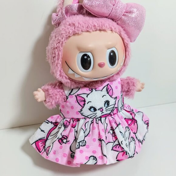 Labubu Disney Aristocats Marie Dress with Matching Metallic Pink Bow Outfit - Picture 3 of 7